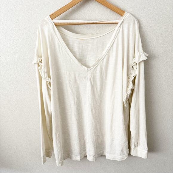 PILCRO x ANTHROPOLOGIE | Off White Ruffled Open-Back Tunic Tee Top | Size XL - Picture 6 of 7
